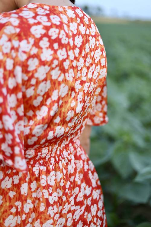 Robe fleurie orange 4
