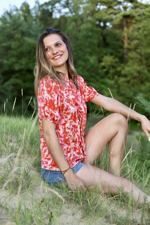 Blouse à nouer fleurie