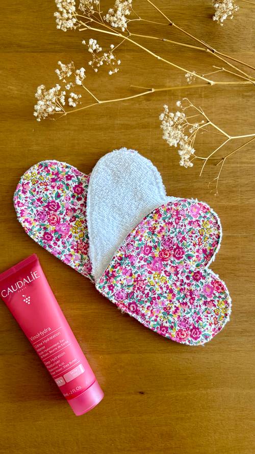 3 lingettes lavables coeur Amélia