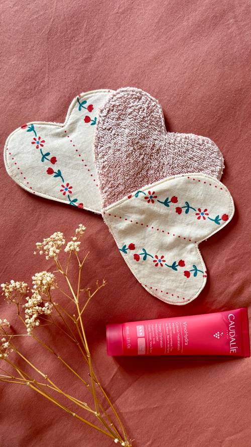 3 lingettes lavables coeur Charlotte