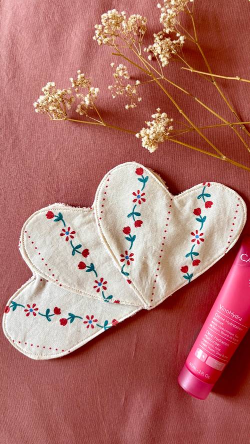 3 lingettes lavables coeur Charlotte 0