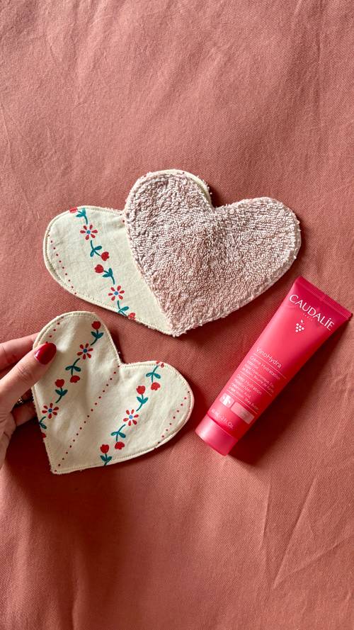 3 lingettes lavables coeur Charlotte