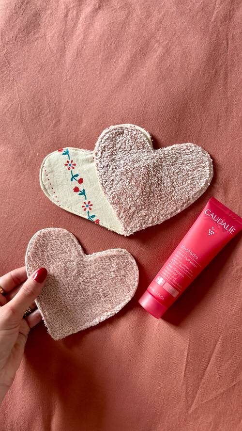 3 lingettes lavables coeur Charlotte