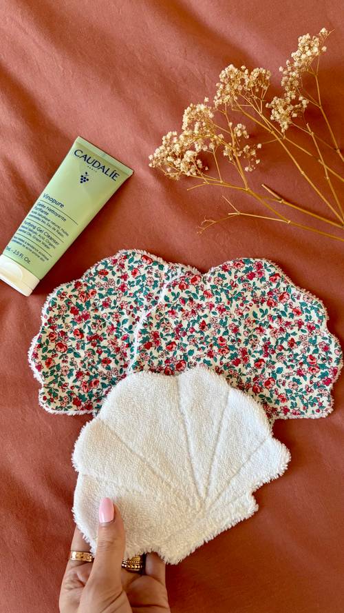 3 lingettes lavables coquillages Judith 2