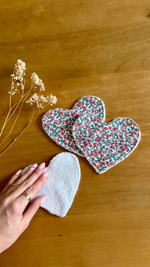 3 lingettes lavables coeur Judith 2