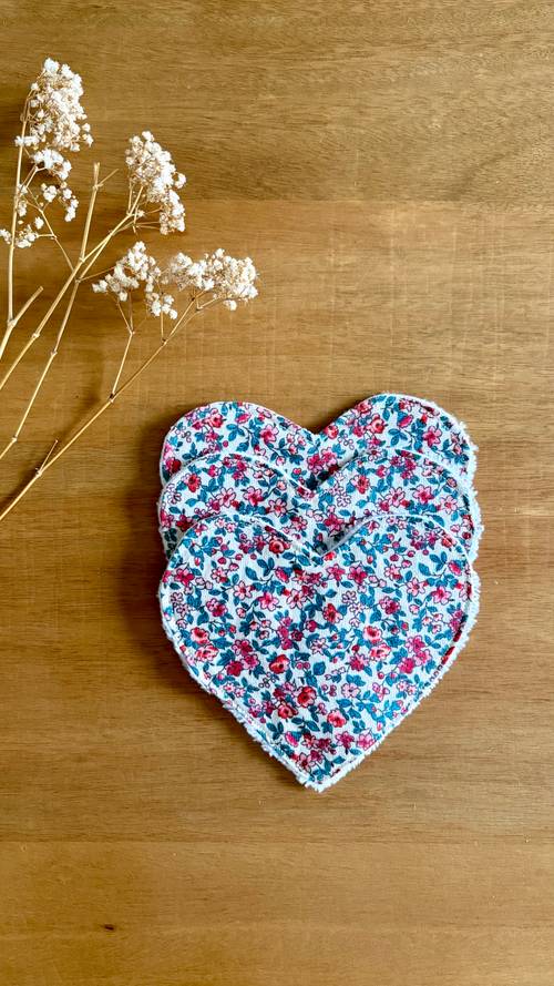 3 lingettes lavables coeur Judith