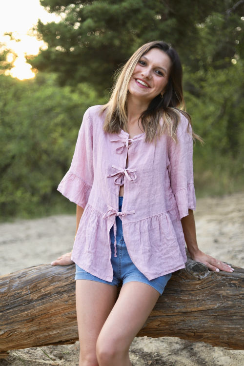 Blouse à nouer rose