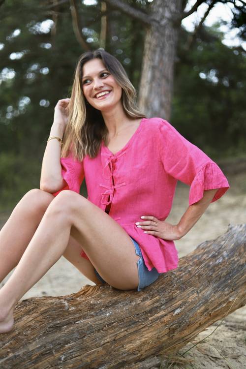 Blouse à nouer fuchsia