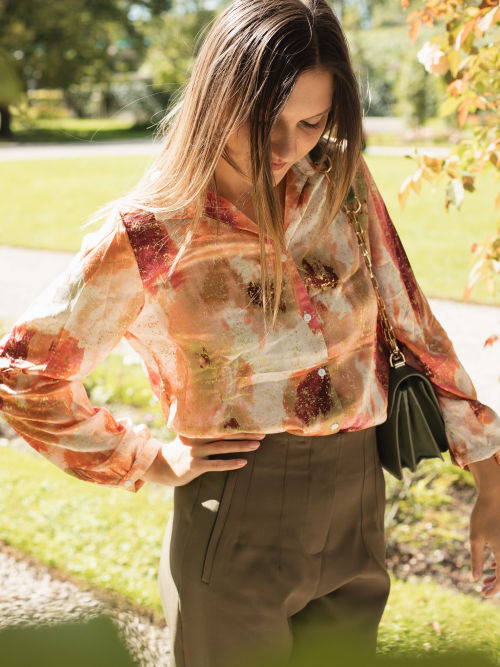 Chemise rose et orange dorée 4