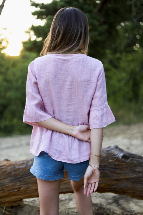 Blouse à nouer rose 4