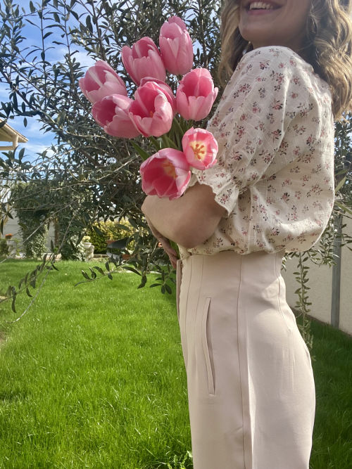 Blouse écrue fleurie 2