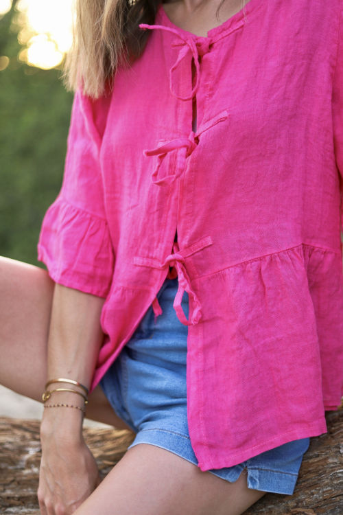 Blouse à nouer fuchsia