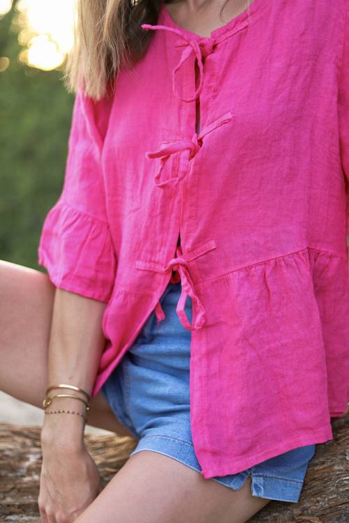 Blouse à nouer fuchsia