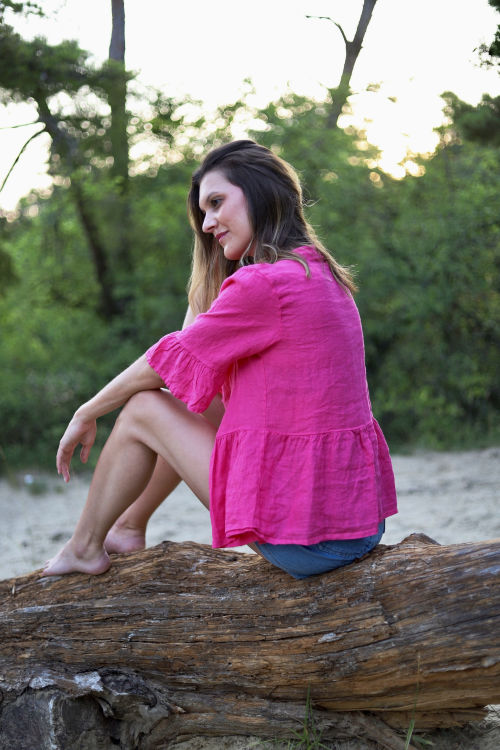 Blouse à nouer fuchsia 4