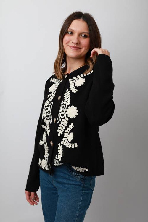 Gilet brodé noir & blanc