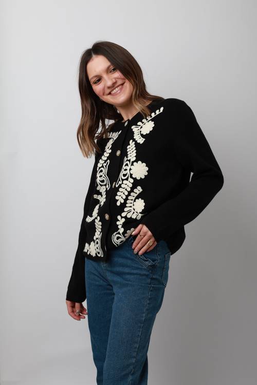 Gilet brodé noir & blanc 2
