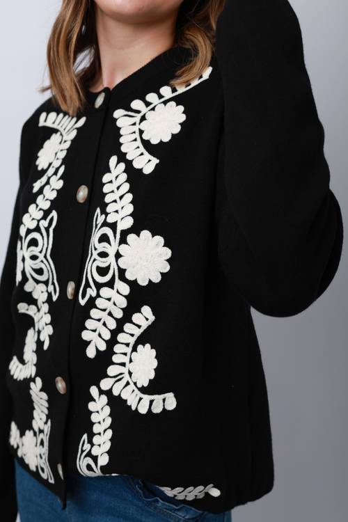 Gilet brodé noir & blanc