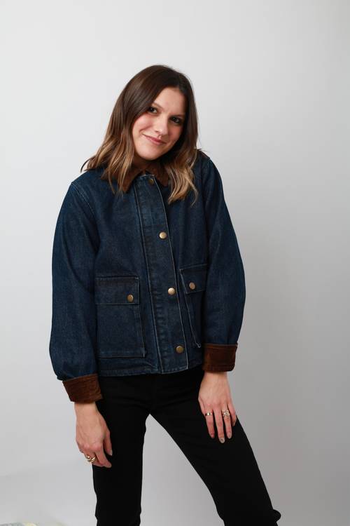 Veste denim bleu foncé