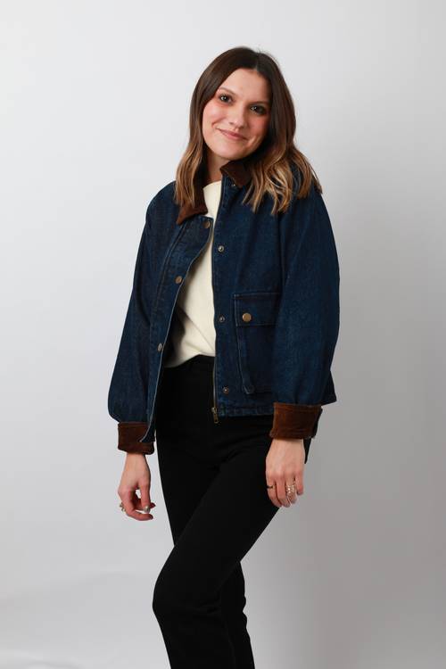 Veste denim bleu foncé